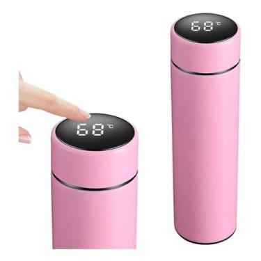 Imagem de Garrafa Térmica De Inox 500 Ml com Termômetro Digital. - MeF, Rosa