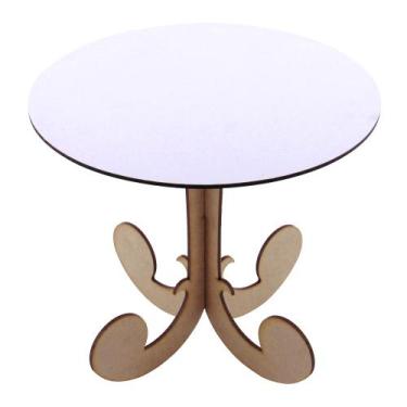 Imagem de Bandeja Redonda Pedestal Alta Linha Premium - Mdf Branco - Modernarte