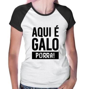 Imagem de Baby Look Raglan Aqui é galo  - Foca na Moda, Branco, Preto, GGG