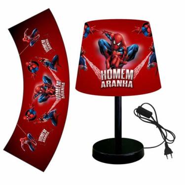 Imagem de Abajur luminaria 15x20 homem aranha red - ATACADAO DA DECORACAO