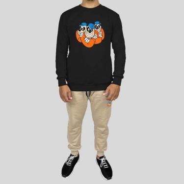 Imagem de Conjunto Calça e Blusa Moletom Careca Sem Capuz Algodão Estampado Brot