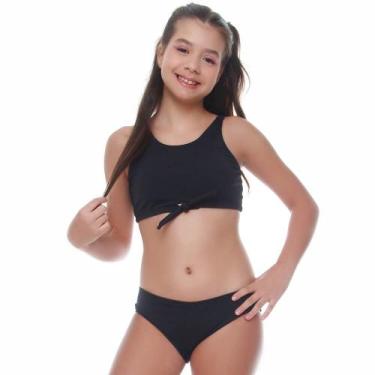 Imagem de Biquíni Infanto Juvenil Top Preto UV50+ Criança Menina Cecí - Ceci Mod