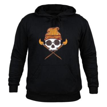 Imagem de Moletom 100% Algodão Quente Caveira Vasoura - Surprass, Preto, GG