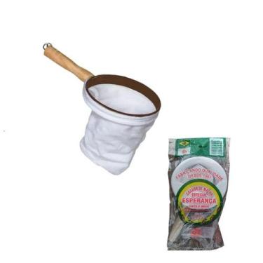 Imagem de Coador De Café Filtro De Pano Malha Cabo De Madeira Pequeno - NIPO