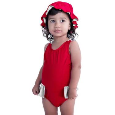 Imagem de Maiô De Bebês Com Babadinho e Chapéuzinho Dupla Face - HYPE MODAS, Mai