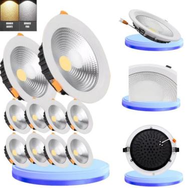 Imagem de Kit 10 Luminária DownLight Led Cob 50W  Embutir Redondo Bivolt 110v-22
