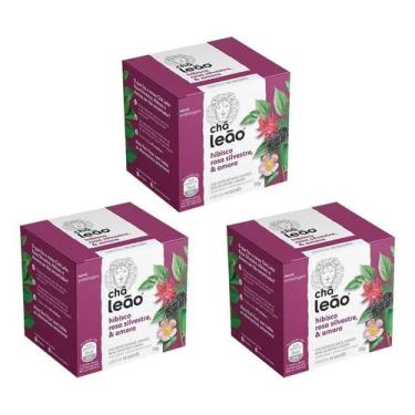 Imagem de Chá Leão Hibisco, Rosa Silvestre & Amora 16g 10un Kit 3 - leão aliment
