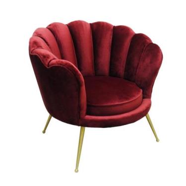 Imagem de Poltrona Moderna Estofado Vinho Encosto Ondulado Luxo - LUXdécor Casa 