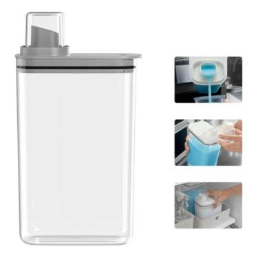 Imagem de Kit Dispenser Acrílico Premium Lavanderia Com Tampa Medidora 1,5L  2,3