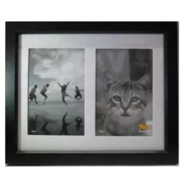 Imagem de Porta Retrato 10 X 15 2 Duas Fotos Quadro Preto - Espelhos Leao