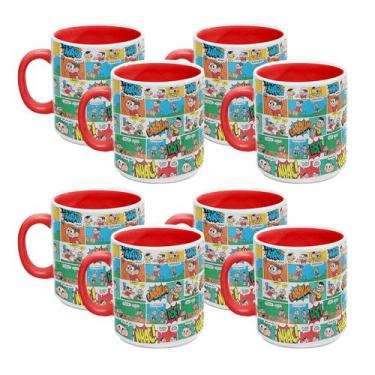 Imagem de Kit 8 Caneca 300ml Turma da Mônica Quadrinhos Colorida - Kathavento