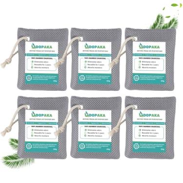 Imagem de Pacote com 6 absorventes de odor de carvão ativado. Saco purificador de ar de carvão natural de bambu fresco desodorizante e eliminador de umidade, purificador para armário, sapato, ambientador de