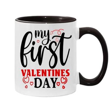 Imagem de SpreadPassion Caneca de café My First Valentines Day, presente para namorado e namorada, ideia de presente de dia dos namorados, presente para marido e esposa, ideia de presente de aniversário do dia