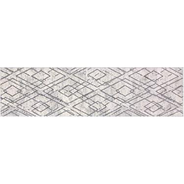 Imagem de Gertmenian Tapete abstrato Boho 19603 III moderno sala de estar cozinha tapete boêmio, 2x8 corredor, cinza bege geométrico diamante vintage