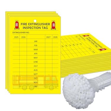 Imagem de Etiquetas de extintor de incêndio com laços de arame 30 peças etiquetas de registro de inspeção de extintor de incêndio para 4 anos de 2024 a 2027 etiquetas de manutenção para extintores de incêndio