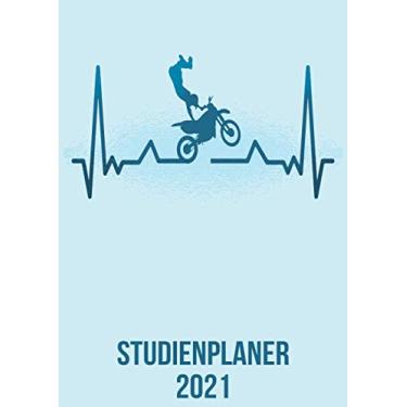 Imagem de Studienplaner 2021: DIN A4 Kalender von 01/2021 - 12/2021 1 Tag = 1 Seite mit großem Tageskalender und großartiger Übersicht. Monatsübersicht, ... / Motorrad Motokross heartbeat herzschlag