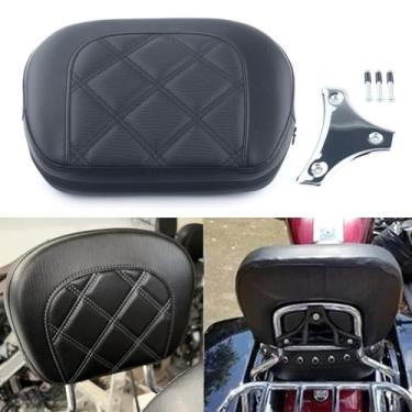 Imagem de FINMOKAL Almofada de encosto Sissy Bar para motocicleta com suporte cromado para Harley Breakout CVO Electra Street Road Glide Road King Ultra Classic Solftail Heritage 1996-2023 - Linha preta