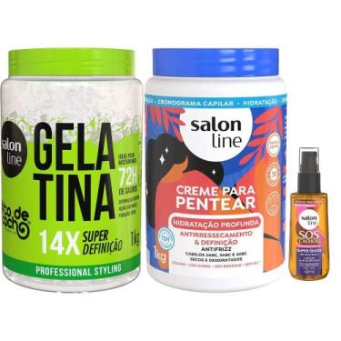 Imagem de Kit Salon Line Gelatina 1kg + Creme De Pentear Hidratação Profunda 1kg