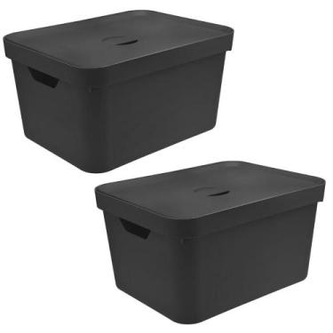 Imagem de 2x Caixa Plastica Grande 32L OU Cube Organizadora Preta