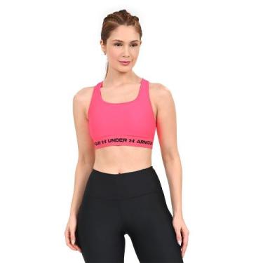 Imagem de Top de Treino Feminino Under Armour Crossback Mid Bra, Rosa, PP