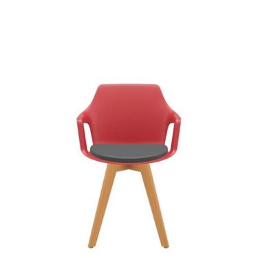 Imagem de Cadeira Vesper Assento Almofadado 4 Pés Madeira com Braços Fixos - Pla