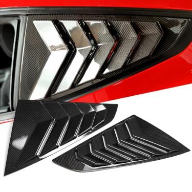 Imagem de Jogon Capa de persiana de janela de triângulo traseiro de fibra de carbono para Ford Mustang S650 Coupe GT Dark Horse Ecoboost 2024 acabamento de venezianas traseiras C pilar, adesivo de persianas