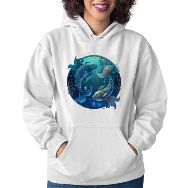 Imagem de Moletom Feminino Peixes Sígno - Foca na Moda, Branco, GG