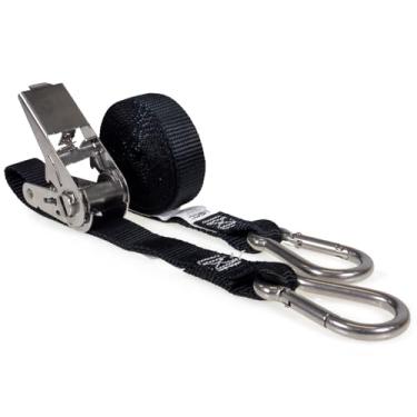 Imagem de US Cargo Control 2,5 cm x 3,5 m Aço inoxidável Preto Alça Catraca com Mosquetão Clipes