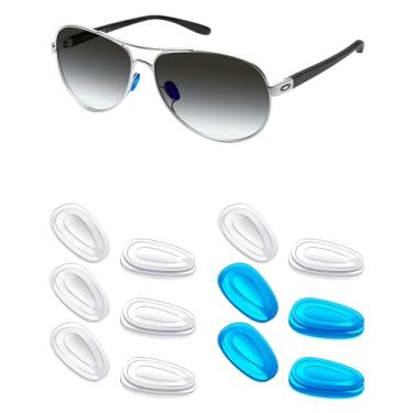 Imagem de Mryok 6 pares de protetores de nariz de substituição para óculos de sol Oakley Blender - transparente e azul escuro