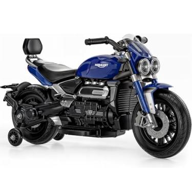 Imagem de Mini Moto Azul Infantil 6v Para Crianças 2 a 5 anos Com Farol Buzina e Musicas Motinha de Brinquedo Eletrica Menino e Menina Motorizada Com Carregador