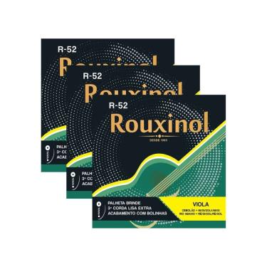 Imagem de Kit 3 Encordoamento Viola Caipira Tensão Média Aço Rouxinol R52 