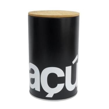 Imagem de Lata de Açúcar 700g Tampa de Bambu - Preto - Hermética - Mai Home