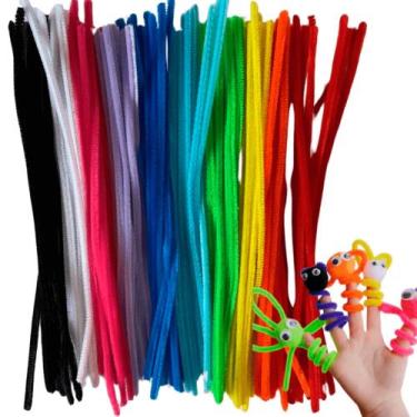 Imagem de Kit 100un Hastes De Chenille Colorido Limpador Cachimbo 30cm - Things 