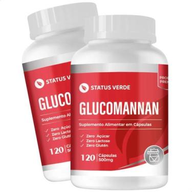 Imagem de 2 Potes Glucomannan Puro Kit 240 Cáps Status Verde