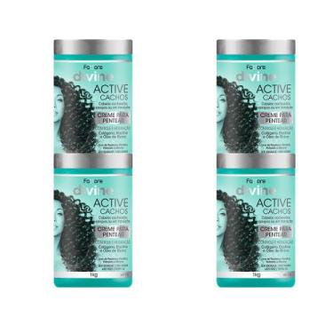 Imagem de Kit 4 Creme para Pentear Fattore Divine Active Cachos Cabelos Cacheado