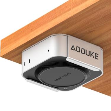 Imagem de AODUKE Suporte de parede para Mac Mini M4 de liga de alumínio, suporte de parede para Mac Mini M4 Pro 2024, compatível com suporte VESA para monitor de furo ou parede de gesso, acessórios de