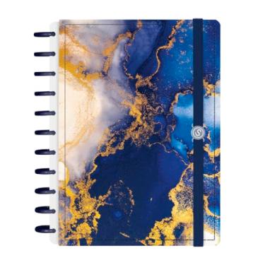 Imagem de Caderno Disco Iscool 140 Fls Grande G+ Mármore Azul Escuro