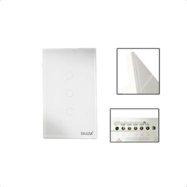 Imagem de Interruptor Touch 2.5D Inteligente 3Botões Wifi -Branco - Ekaza