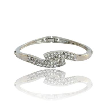 Imagem de Touchstone Pulseira feminina em ziguezague banhada a ródio, Liga