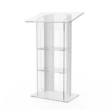 Imagem de WUHUQN Púlpitos de acrílico para igrejas, pódio, púlpito lateral de aço inoxidável, palestrante escolar, suporte portátil para palestras e conferências, casamentos, salas de aula