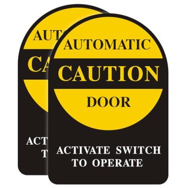Imagem de 2 adesivos de porta automáticos de cautela, interruptor de ativação para operar, placas de porta de vidro de dois lados, 12,7 x 18,5 cm (preto)