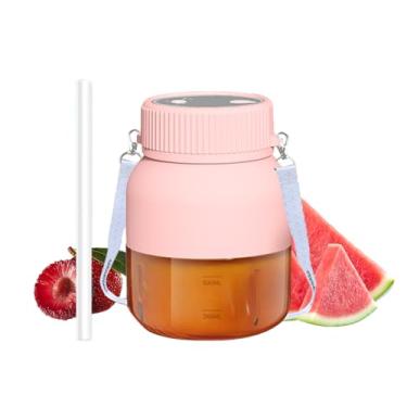 Imagem de Liquidificador pessoal portátil para shakes e smoothies com copo de 765 g, tampa e alça de ombro, liquidificador elétrico recarregável por USB tipo C, espremedor pessoal para viagens, esportes e saída