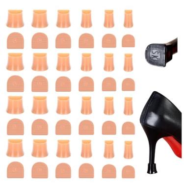 Imagem de Keroius 6 tamanhos de protetores de salto alto, protetores de ponta de salto alto, redutores de ruído antiderrapantes para saltos altos, perfeitos para casamentos, corridas (24 pares de damasco)