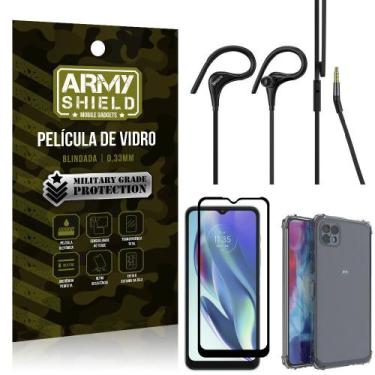 Imagem de Kit Moto G50 5G Fone Sport HS92 + Capinha + Película 3D - Armyshield