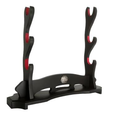 Imagem de SEEMINESALE Suporte Para Katana De 3 Níveis, Espada Samurai, Montanha Negra, Tamanho Grande, Exibição Cosplay, Sabre Luz.
