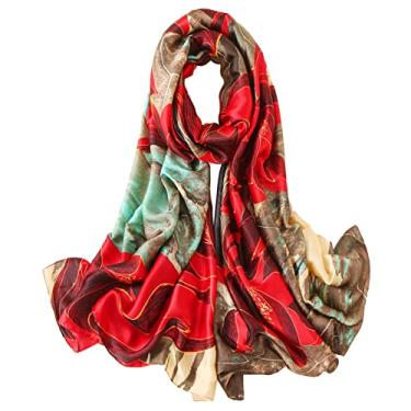 Imagem de Cachecol YMXHHB Fashion Scarves 100% seda com sensação de seda, cachecóis de seda longos e leves para mulheres, Y17, Free size