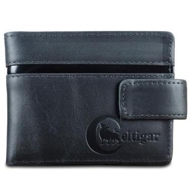 Imagem de Carteira Masculina De Couro Antifurto Bloqueio RFID RG CNH - Celtigar,