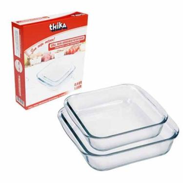 Imagem de Kit com 2 Assadeiras De Vidro Retangular Refratárias - THIKA