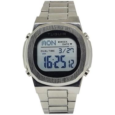 Imagem de Relógio Tuguir Masculino Ref: Tg30323 Digital Retangular Prateado