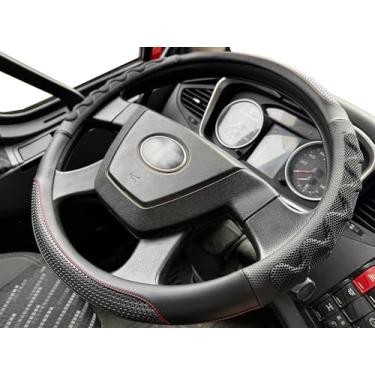 Imagem de PINCTROT Capa de volante tamanho GG de 43 a 45 cm com ótima aderência para semi caminhão, serve para trailer, caminhoneiro Big Rig Trucker, 18 rodas e carros clássicos, design antiderrapante de 43 a